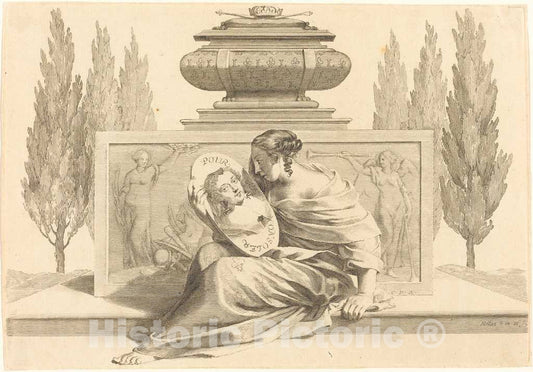 Art Print : Claude Mellan, Allegory in Honor of Anne of Austria - Vintage Wall Art