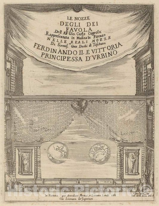 Art Print : Stefano Della Bella, Le Nozze Degli Dei: Frontispiece, 1637 - Vintage Wall Art