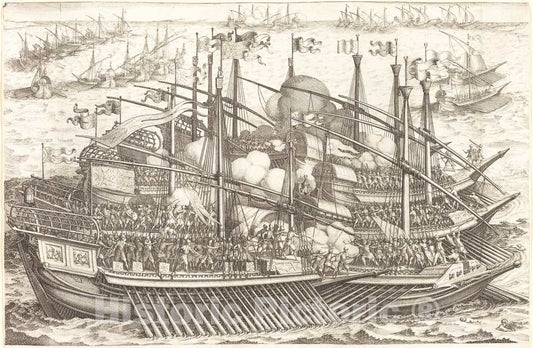 Art Print : Jacques Callot, The First Naval Battle, c. 1614 - Vintage Wall Art