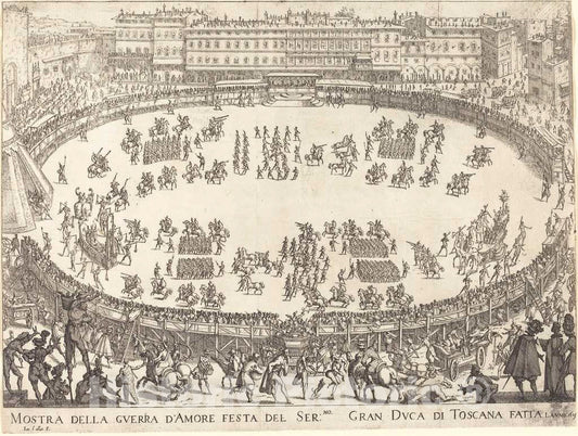 Art Print : Jacques Callot, Parade in The Amphitheater, 1616 - Vintage Wall Art