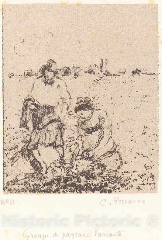 Art Print : Camille Pissarro, Groupe de paysans (Group of Peasants), c. 1899 - Vintage Wall Art