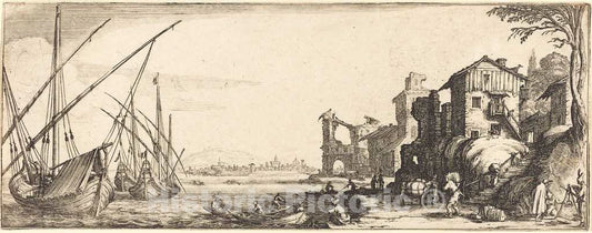 Art Print : Jacques Callot, The Small Port, c.1634 - Vintage Wall Art