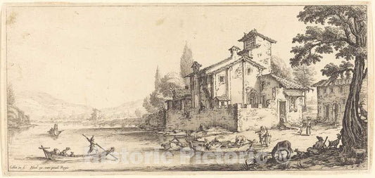 Art Print : Jacques Callot, The Walk by The Water, c. 1630 - Vintage Wall Art