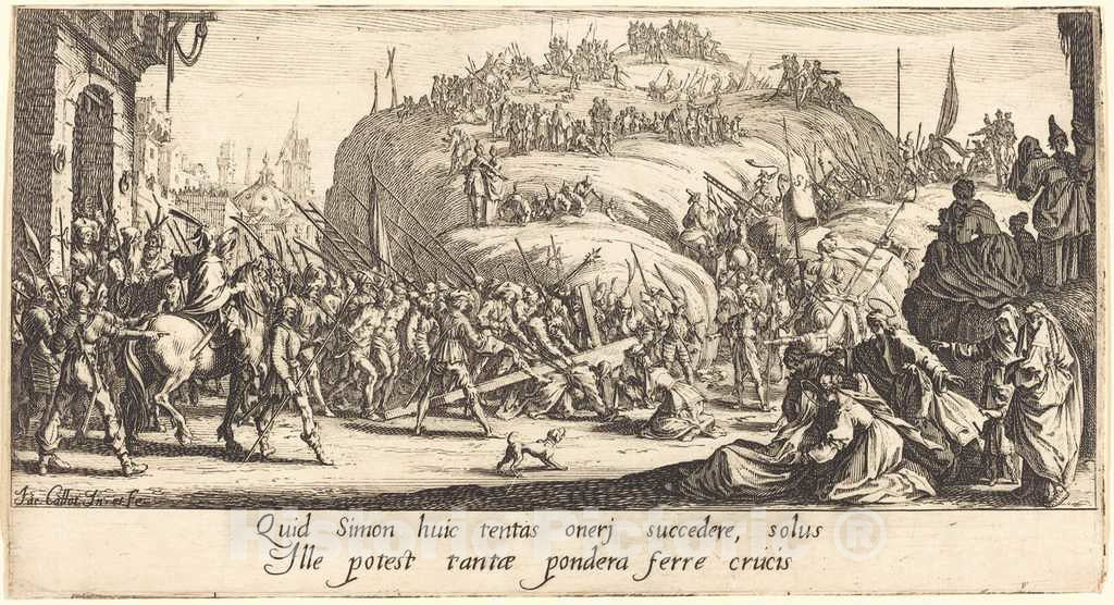 Art Print : Jacques Callot, The Carrying of The Cross, c. 1618 - Vintage Wall Art