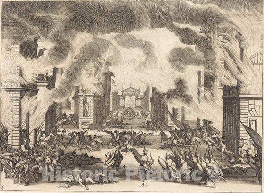 Art Print : Jacques Callot, Solimano, Act V, 1620 - Vintage Wall Art