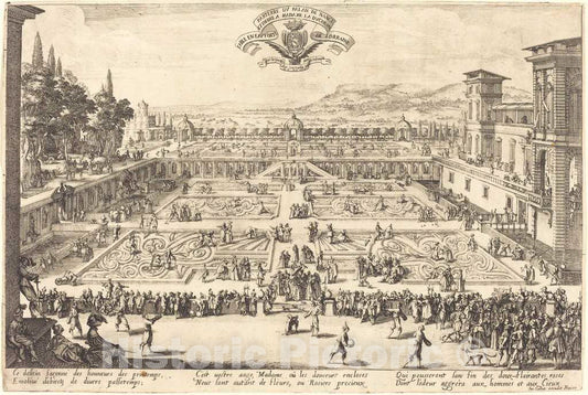 Art Print : Jacques Callot, The Palace Gardens at Nancy, 1625 - Vintage Wall Art