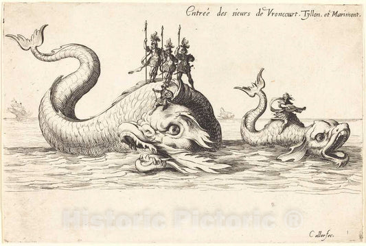 Art Print : Jacques Callot, Entry of Mm. de Vroncourt, Tyllon, and Marimont, 1627 - Vintage Wall Art