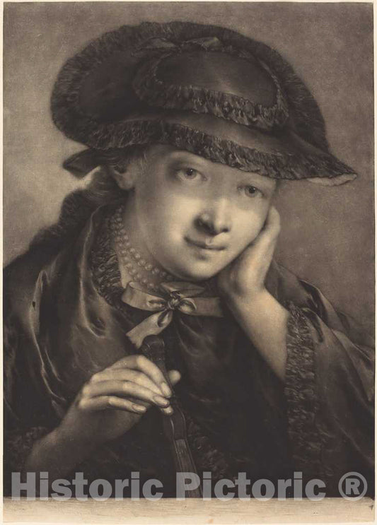 Art Print : Thomas Frye, Young Woman Holding a Fan, 1760 - Vintage Wall Art