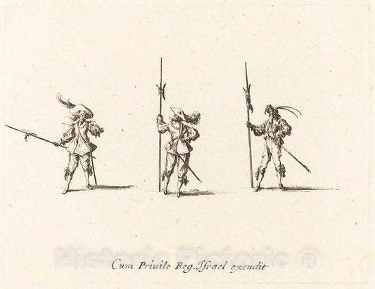 Art Print : Jacques Callot, Drill with Halberds, c.1635 - Vintage Wall Art