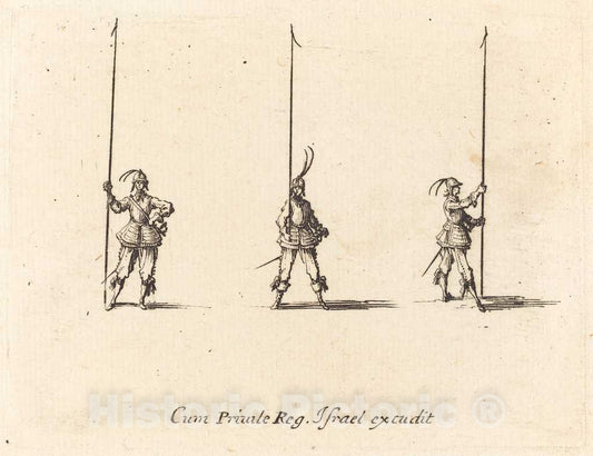 Art Print : Jacques Callot, Drill with Raised Pikes, c.1635 - Vintage Wall Art