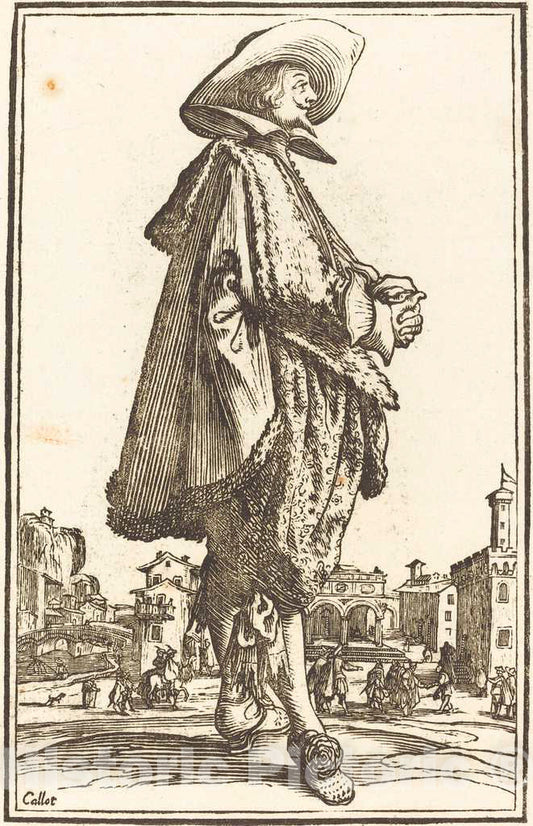 Art Print : Jacques Callot, Noble Man with Folded Hands - Vintage Wall Art
