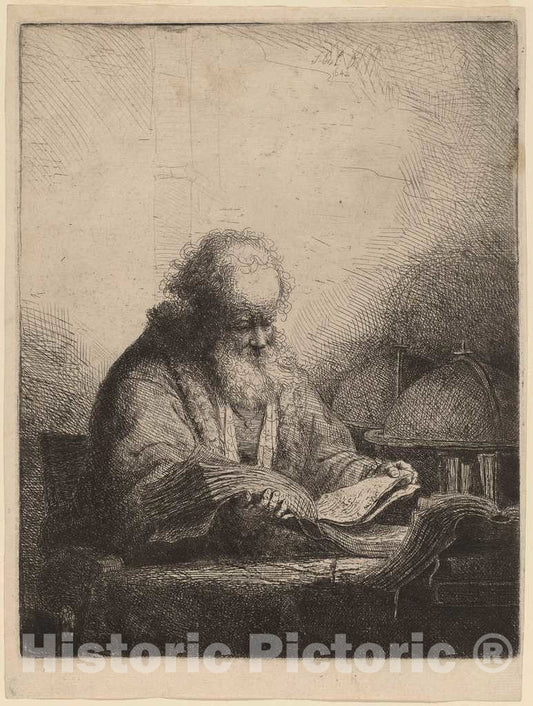 Art Print : Ferdinand BOL, an Old Man Reading, 1642 - Vintage Wall Art