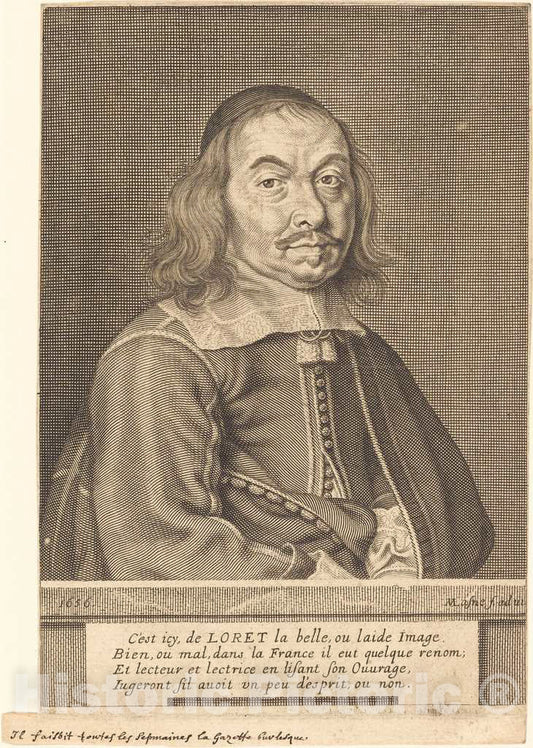 Art Print : Michel Lasne, Jean Loret, 1656 - Vintage Wall Art