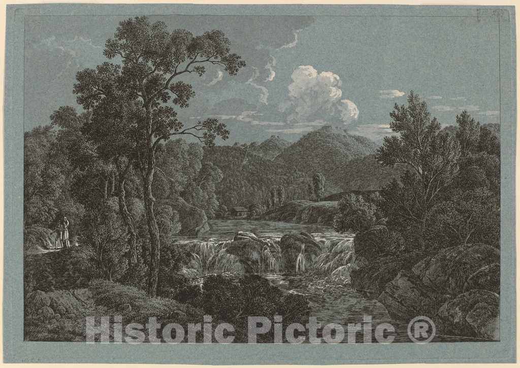 Art Print : Josef Rebell, The Waterfall Near Schladming in The Steiermark - Vintage Wall Art