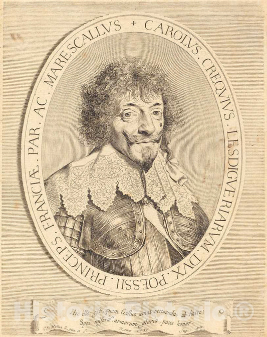 Art Print : Claude Mellan, Charles I de Crequi, Duke of LesdiguiÃ¨res, 1633 - Vintage Wall Art