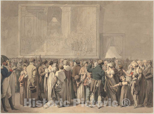Art Print : Louis-LÃ©opold Boilly, The Public in The Salon of The Louvre, Viewing The Painting of The Sacre, Begun 1808 - Vintage Wall Art