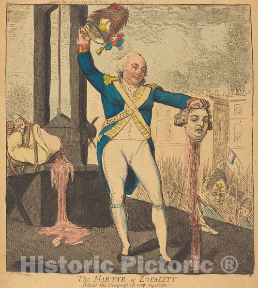 Art Print : Isaac Cruikshank, The Martyr of Equality, 1793 - Vintage Wall Art