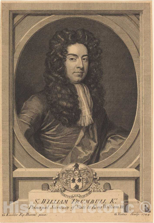 Art Print : Vertue After Sir Godfrey Kneller, William Trumbull, 1724 - Vintage Wall Art