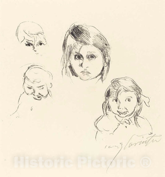 Art Print : Lovis Corinth, Heads of Children (KinderkÃ¶pfe), 1914 - Vintage Wall Art