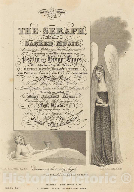 Art Print : P. Jones After Blake, Conscience and The Recording Angel, c. 1818 - Vintage Wall Art