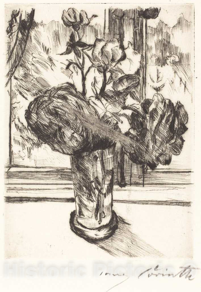 Art Print : Lovis Corinth, Roses in a Glass of Water (Rosen in einem Wasserglas), 1916 - Vintage Wall Art