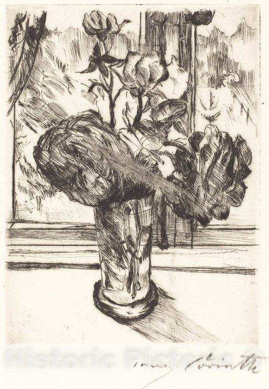 Art Print : Lovis Corinth, Roses in a Glass of Water (Rosen in einem Wasserglas), 1916 - Vintage Wall Art