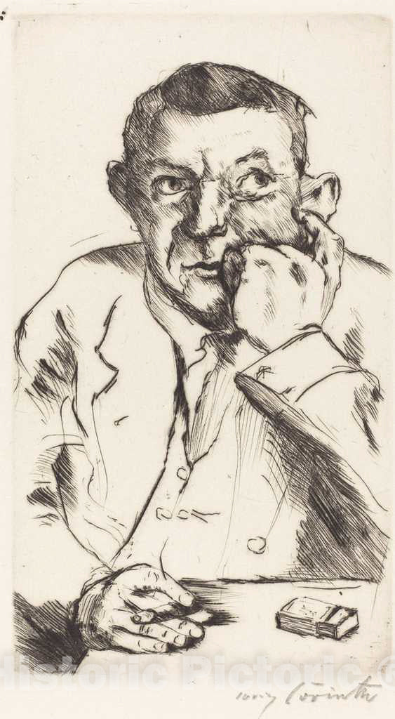 Art Print : Lovis Corinth, Portrait of a Man Smoking (MÃ¤nnliches Bildnis mit AufgestÃ¼tztem Arm), 1916 - Vintage Wall Art