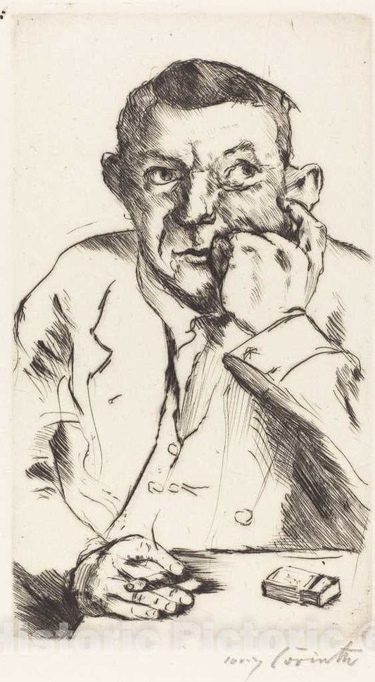 Art Print : Lovis Corinth, Portrait of a Man Smoking (MÃ¤nnliches Bildnis mit AufgestÃ¼tztem Arm), 1916 - Vintage Wall Art