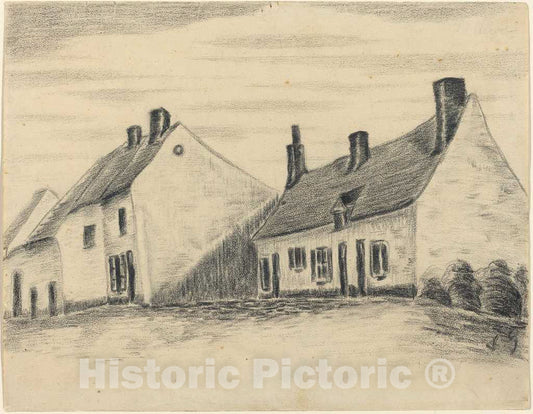 Art Print : Vincent Van Gogh, The Zandmennik House, c.1880 - Vintage Wall Art