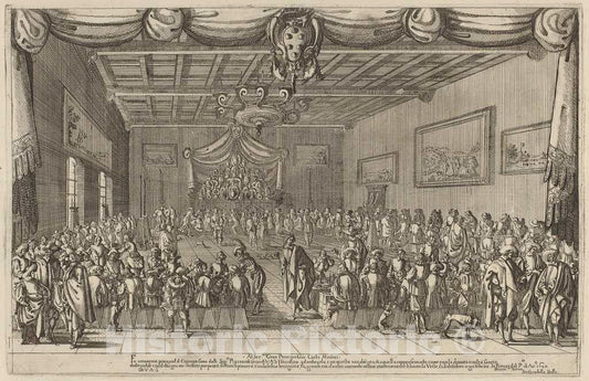 Art Print : Stefano Della Bella, The Banquet of The Piacevoli, 1627 - Vintage Wall Art