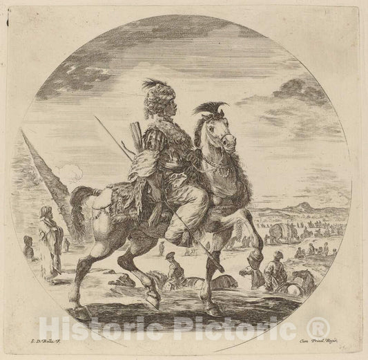 Art Print : Stefano Della Bella, Negro Cavalier - Vintage Wall Art