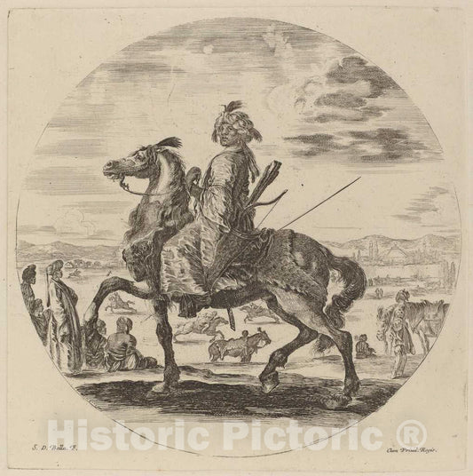 Art Print : Stefano Della Bella, Moorish Cavalier - Vintage Wall Art