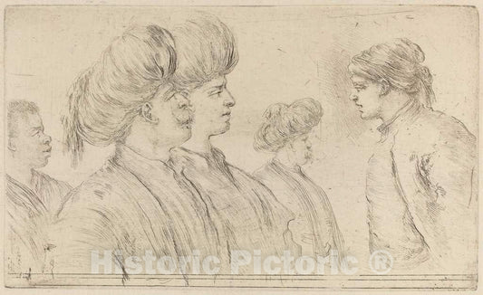 Art Print : Stefano Della Bella, Four Turks and a Negro - Vintage Wall Art