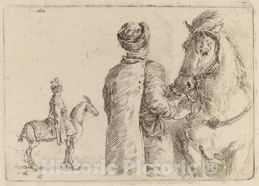 Art Print : Stefano Della Bella, Polish Attendant Holding The Bridle of a Horse - Vintage Wall Art