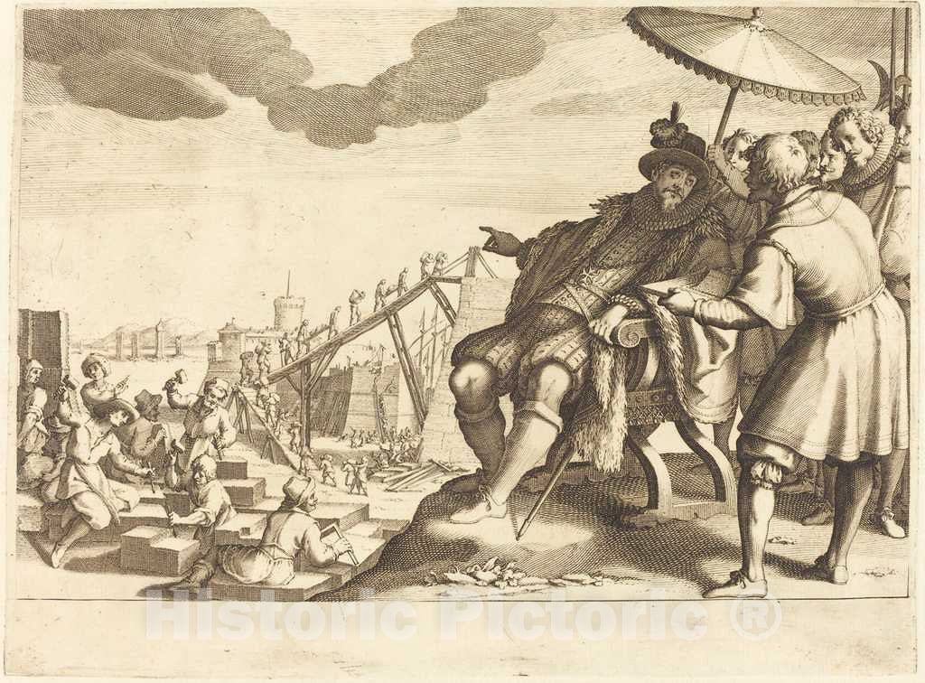 Art Print : Jacques Callot, Construction and Fortification of The Port of Livorno, c. 1614 - Vintage Wall Art