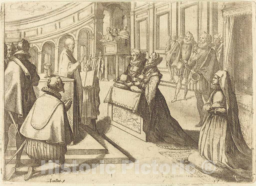 Art Print : Jacques Callot, Marriage of Margaret of Austria and Philip III, 1612 - Vintage Wall Art