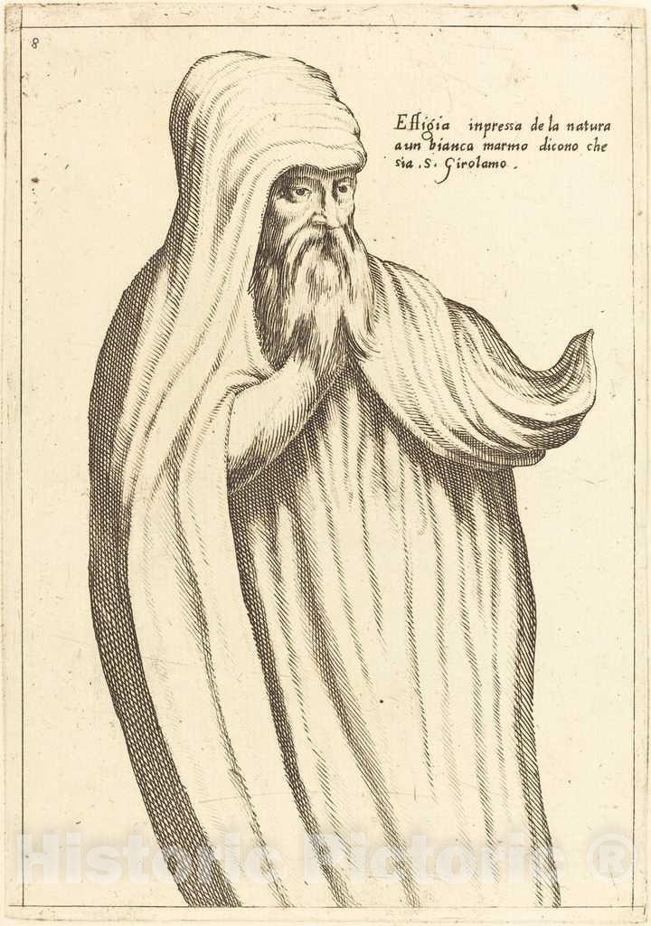 Art Print : Jacques Callot, Effigy of St. Jerome, 1619 - Vintage Wall Art