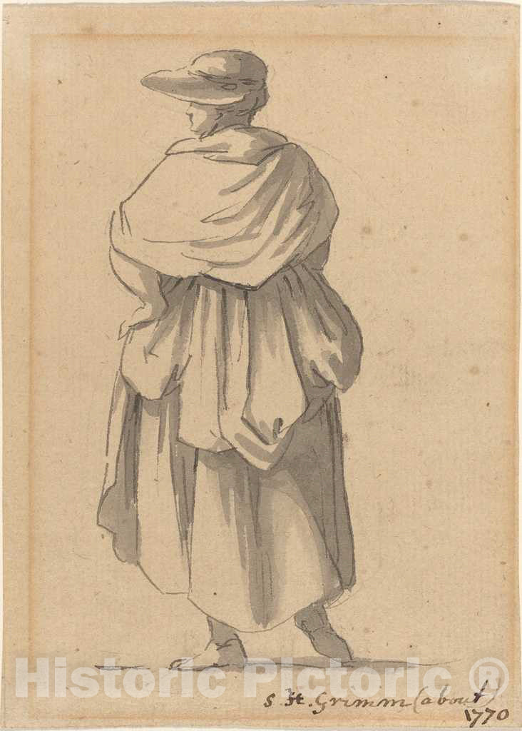 Art Print : Samuel Hieronymus Grimm, A Peasant Woman, c. 1770 - Vintage Wall Art