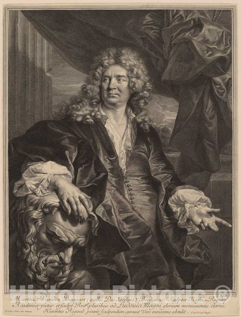 Art Print : Edelinck After Hyacinthe Rigaud, Martin Desjardins - Vintage Wall Art