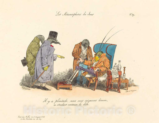 Art Print : Ignace-Isidore Grandville, The Ailing Cricket, 1829 - Vintage Wall Art