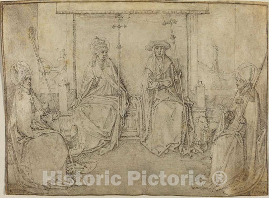 Art Print : Valentijn Van Orley, The Four Latin Fathers of The Church, c.1513 - Vintage Wall Art