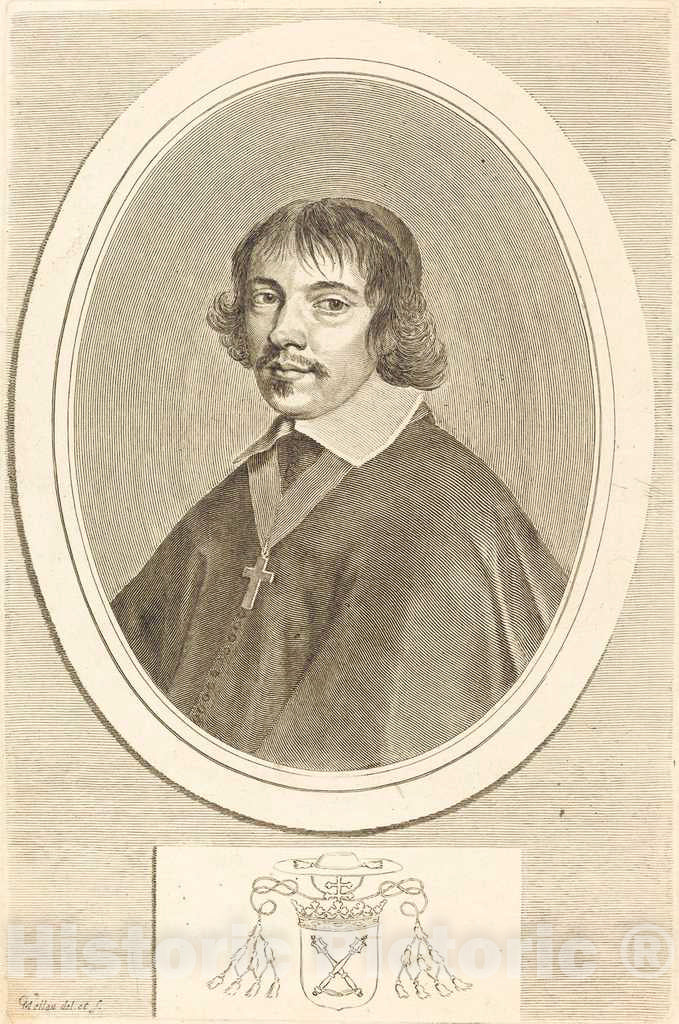 Art Print : Claude Mellan, Jean-FranÃ§ois Paul de Gondi, Cardinal of Retz - Vintage Wall Art