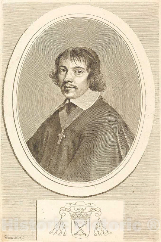 Art Print : Claude Mellan, Jean-FranÃ§ois Paul de Gondi, Cardinal of Retz - Vintage Wall Art