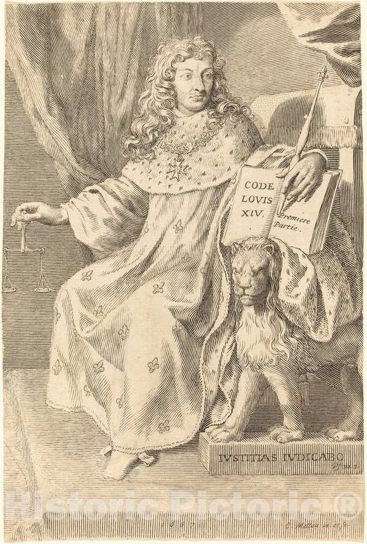 Art Print : Claude Mellan, Louis XIV, 1667 - Vintage Wall Art