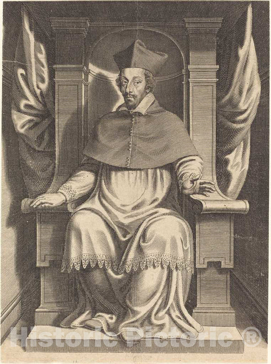 Art Print : Michel Lasne, Armand Jean du Plessis, Cardinal Richelieu - Vintage Wall Art