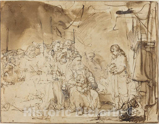Art Print : Rembrandt, Joseph Recounting His Dreams, 1640s - Vintage Wall Art