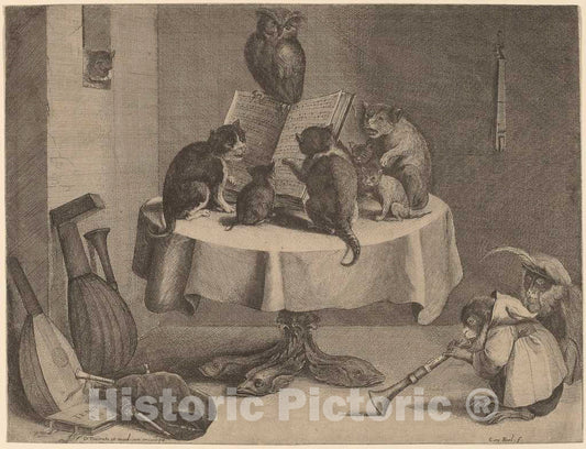 Art Print : Coryn Boel After Teniers The Younger, The Cat's Concert - Vintage Wall Art