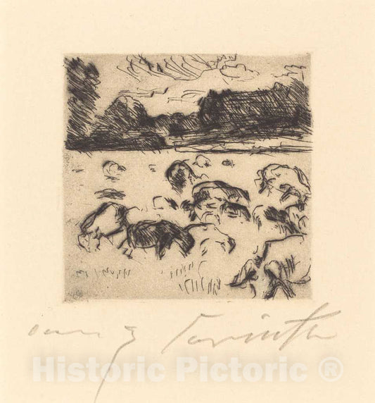 Art Print : Lovis Corinth, Grazing Sheep (Weidende Schafe), 1916 - Vintage Wall Art