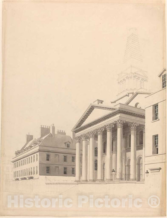 Art Print : Thomas Malton, St. George's, Bloomsbury, 1799 - Vintage Wall Art