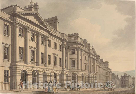 Art Print : Thomas Malton, Milsom Street in Bath, 1784 - Vintage Wall Art
